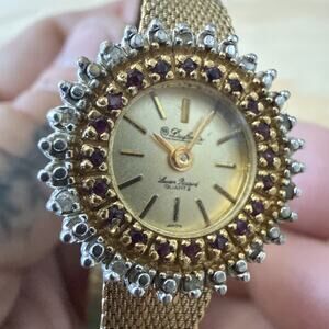 Dufonte Lucien Piccard Women Wrist Watch 30 Ruby Diamonds Italy Untested